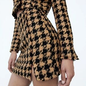 NWT ZARA TEXTURED WEAVE MINI SKIRT TWEED BLOGGERS FAV L